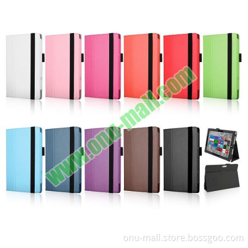 Newest Flip PU Leather Case Cover for Microsoft Surface Pro 4 Case with Elastic Belt